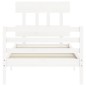 vidaXL Giroletto con Testiera Bianco 100x200 cm in Legno Massello vidaXL Giroletto con Testiera Bianco 100x200 cm in Legno Massello