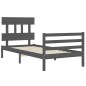 vidaXL Giroletto con Testiera Grigio 100x200 cm in Legno Massello vidaXL Giroletto con Testiera Grigio 100x200 cm in Legno Massello