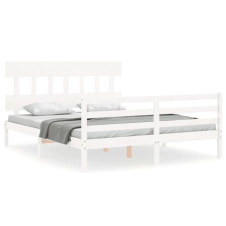 vidaXL Giroletto con Testiera Bianco 5FT King Size in Legno Massello