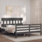vidaXL Giroletto con Testiera Grigio 5FT King Size in Legno Massello
