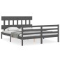 vidaXL Giroletto con Testiera Grigio 5FT King Size in Legno Massello