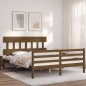 vidaXL Giroletto con Testiera Miele 5FT King Size in Legno Massello vidaXL Giroletto con Testiera Miele 5FT King Size in Legno Massello