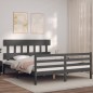 vidaXL Giroletto con Testiera Grigio 160x200 cm Legno Massello vidaXL Giroletto con Testiera Grigio 160x200 cm Legno Massello