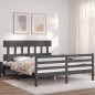 vidaXL Giroletto con Testiera Grigio 160x200 cm Legno Massello vidaXL Giroletto con Testiera Grigio 160x200 cm Legno Massello