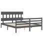 vidaXL Giroletto con Testiera Grigio 160x200 cm Legno Massello vidaXL Giroletto con Testiera Grigio 160x200 cm Legno Massello