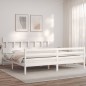 vidaXL Giroletto con Testiera Bianco 200x200 cm in Legno Massello vidaXL Giroletto con Testiera Bianco 200x200 cm in Legno Massello