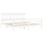 vidaXL Giroletto con Testiera Bianco 200x200 cm in Legno Massello vidaXL Giroletto con Testiera Bianco 200x200 cm in Legno Massello