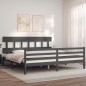 vidaXL Giroletto con Testiera Grigio 200x200 cm in Legno Massello vidaXL Giroletto con Testiera Grigio 200x200 cm in Legno Massello
