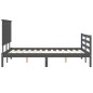 vidaXL Giroletto con Testiera Grigio 4FT Small Double Legno Massello vidaXL Giroletto con Testiera Grigio 4FT Small Double Legno Massello