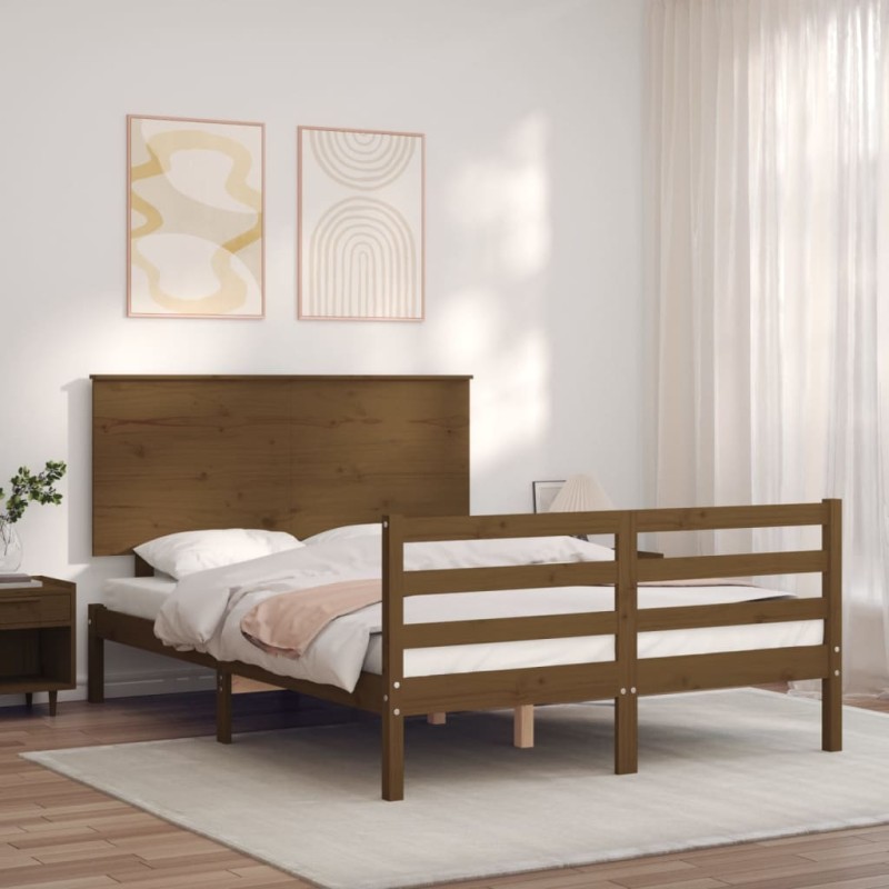 vidaXL Giroletto con Testiera Miele 4FT Small Double in Legno Massello