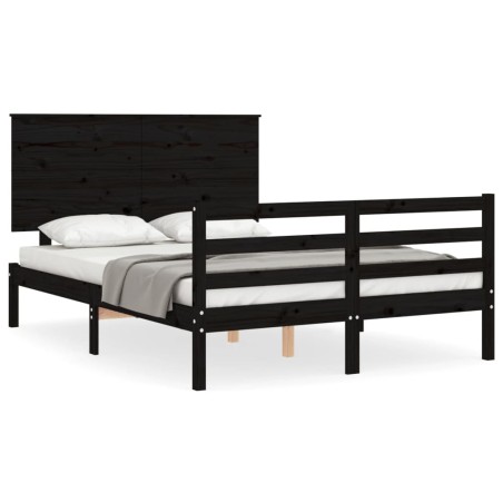 vidaXL Giroletto con Testiera Nero 4FT6 Double in Legno Massello