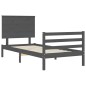 vidaXL Giroletto con Testiera Grigio 90x200 cm in Legno Massello