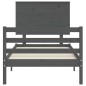 vidaXL Giroletto con Testiera Grigio 90x200 cm in Legno Massello