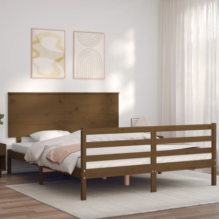 vidaXL Giroletto con Testiera Miele 5FT King Size in Legno Massello