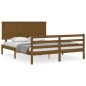 vidaXL Giroletto con Testiera Miele 5FT King Size in Legno Massello vidaXL Giroletto con Testiera Miele 5FT King Size in Legno Massello
