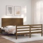 vidaXL Giroletto con Testiera Miele 5FT King Size in Legno Massello vidaXL Giroletto con Testiera Miele 5FT King Size in Legno Massello