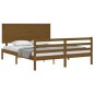 vidaXL Giroletto con Testiera Miele 5FT King Size in Legno Massello vidaXL Giroletto con Testiera Miele 5FT King Size in Legno Massello