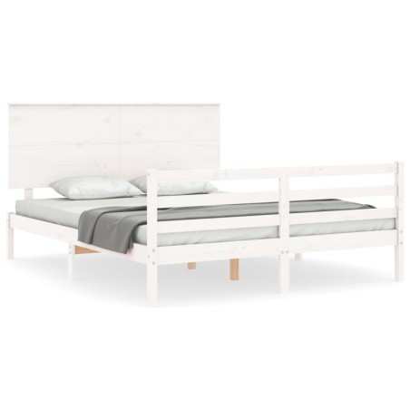 vidaXL Giroletto con Testiera Bianco 160x200 cm Legno Massello