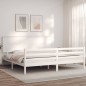 vidaXL Giroletto con Testiera Bianco 200x200 cm in Legno Massello vidaXL Giroletto con Testiera Bianco 200x200 cm in Legno Massello