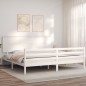vidaXL Giroletto con Testiera Bianco 200x200 cm in Legno Massello vidaXL Giroletto con Testiera Bianco 200x200 cm in Legno Massello