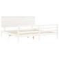vidaXL Giroletto con Testiera Bianco 200x200 cm in Legno Massello vidaXL Giroletto con Testiera Bianco 200x200 cm in Legno Massello