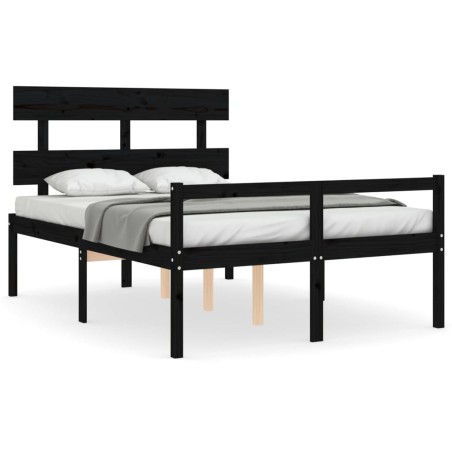 vidaXL Giroletto con Testiera Nero 4FT Small Double in Legno Massello