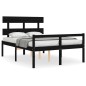 vidaXL Giroletto con Testiera Nero 4FT Small Double in Legno Massello vidaXL Giroletto con Testiera Nero 4FT Small Double in Legno Massello