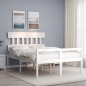 vidaXL Giroletto con Testiera Bianco 4FT6 Double in Legno Massello vidaXL Giroletto con Testiera Bianco 4FT6 Double in Legno Massello
