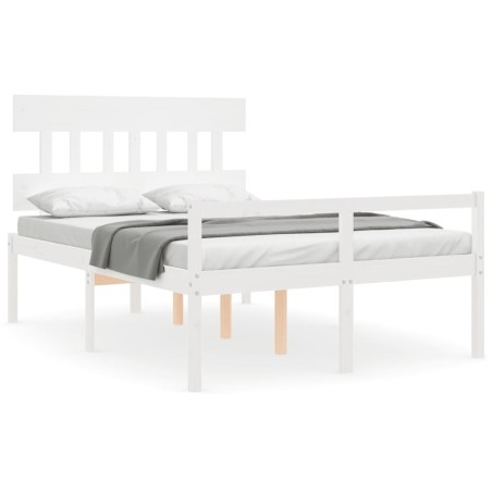 vidaXL Letto per Anziani con Testiera Bianco Double in Legno Massello