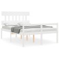 vidaXL Giroletto con Testiera Bianco 4FT6 Double in Legno Massello vidaXL Giroletto con Testiera Bianco 4FT6 Double in Legno Massello