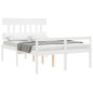 vidaXL Giroletto con Testiera Bianco 4FT6 Double in Legno Massello vidaXL Giroletto con Testiera Bianco 4FT6 Double in Legno Massello