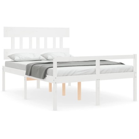 vidaXL Letto per Anziani con Testiera Bianco 140x190 cm Legno Massello