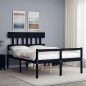 vidaXL Giroletto con Testiera Nero 140x190 cm in Legno Massello vidaXL Giroletto con Testiera Nero 140x190 cm in Legno Massello