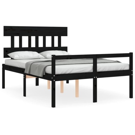 vidaXL Giroletto con Testiera Nero 140x190 cm in Legno Massello