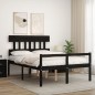 vidaXL Giroletto con Testiera Nero 140x190 cm in Legno Massello vidaXL Giroletto con Testiera Nero 140x190 cm in Legno Massello