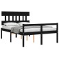 vidaXL Giroletto con Testiera Nero 140x190 cm in Legno Massello vidaXL Giroletto con Testiera Nero 140x190 cm in Legno Massello