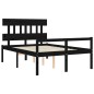 vidaXL Giroletto con Testiera Nero 140x190 cm in Legno Massello vidaXL Giroletto con Testiera Nero 140x190 cm in Legno Massello