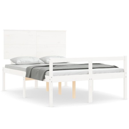 vidaXL Giroletto con Testiera Bianco 140x190 cm in Legno Massello