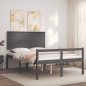 vidaXL Giroletto con Testiera Grigio 140x190 cm in Legno Massello vidaXL Giroletto con Testiera Grigio 140x190 cm in Legno Massello