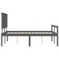 vidaXL Giroletto con Testiera Grigio 140x190 cm in Legno Massello vidaXL Giroletto con Testiera Grigio 140x190 cm in Legno Massello