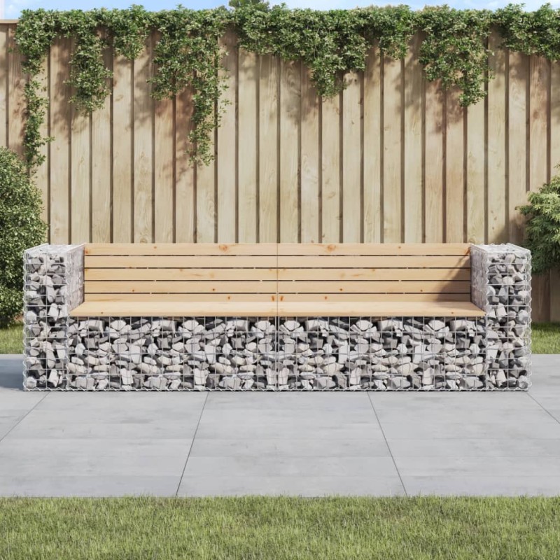 vidaXL Panca Giardino Design Gabbione 244x71x65,5 cm Massello di Pino vidaXL Panca Giardino Design Gabbione 244x71x65,5 cm Massello di Pino