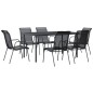 vidaXL Set da Pranzo da Giardino 7 pz Nero in Acciaio e Textilene vidaXL Set da Pranzo da Giardino 7 pz Nero in Acciaio e Textilene