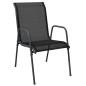vidaXL Set da Pranzo da Giardino 7 pz Nero in Acciaio e Textilene vidaXL Set da Pranzo da Giardino 7 pz Nero in Acciaio e Textilene