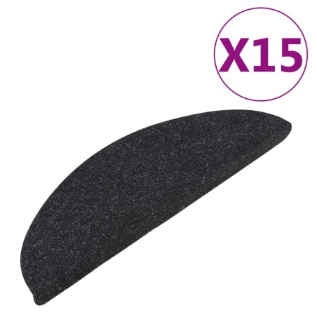 vidaXL Tappeti Autoadesivi per Scale 15 pz 56x17x3 cm Antracite