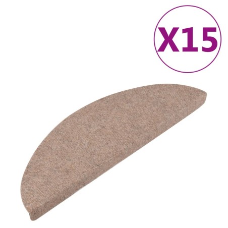 vidaXL Tappetini Autoadesivi per Scale 15 pz 65x22,5x3,5 cm Beige