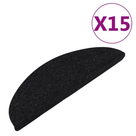 vidaXL Tappetini Autoadesivi per Scale 15 pz 65x22,5x3,5 cm Neri