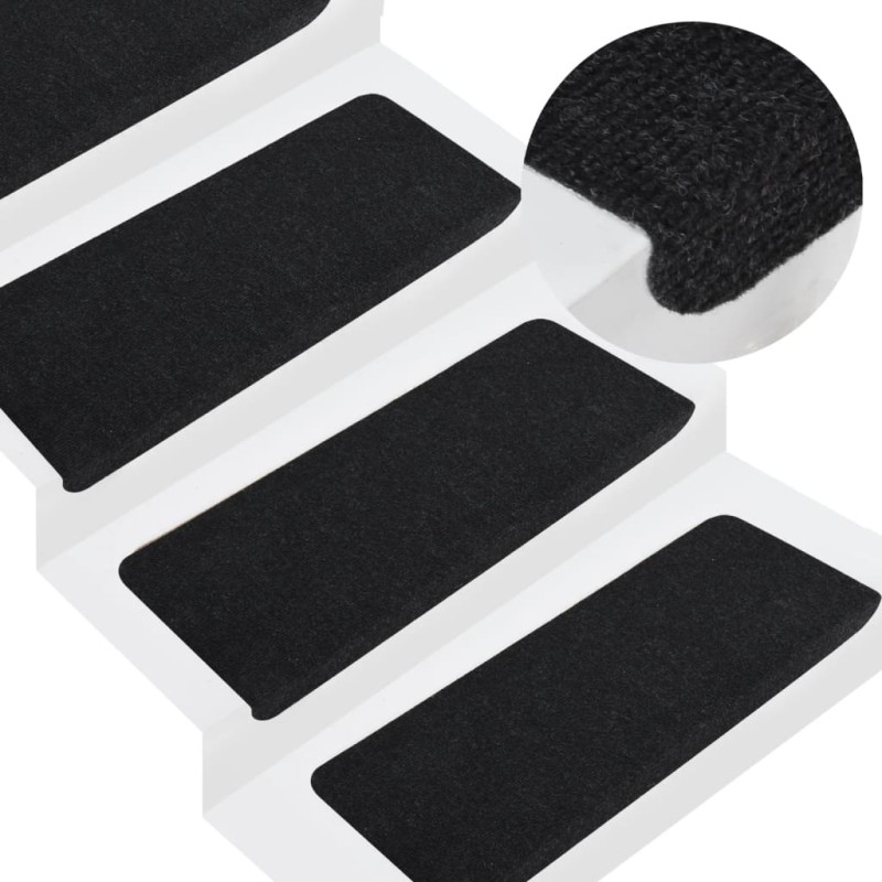 vidaXL Tappetini Autoadesivi per Scale 15 pz 65x24,5x3,5 cm Nero vidaXL Tappetini Autoadesivi per Scale 15 pz 65x24,5x3,5 cm Nero