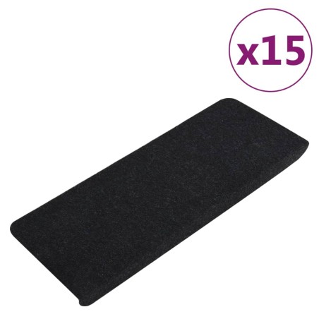 vidaXL Tappetini Autoadesivi per Scale 15 pz 65x24,5x3,5 cm Nero