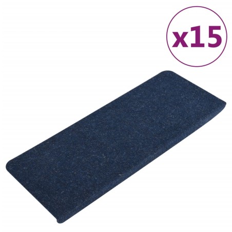 vidaXL Tappetini Autoadesivi per Scale 15 pz 65x24,5x3,5 cm Blu