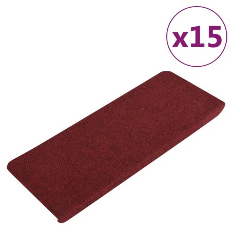vidaXL Tappetini Autoadesivi per Scale 15 pz 65x24,5x3,5 cm Rosso